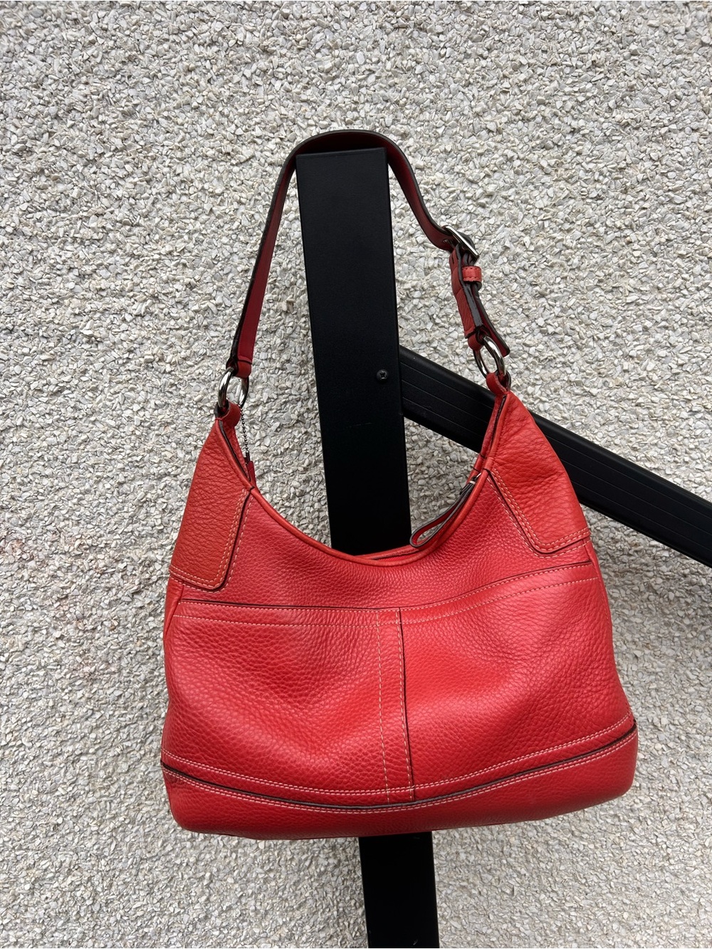 RARE Vintage Y2K 2000s Hamilton Clip Hobo Pebbled Leather Shoulder Purse. - Picture 13 of 15